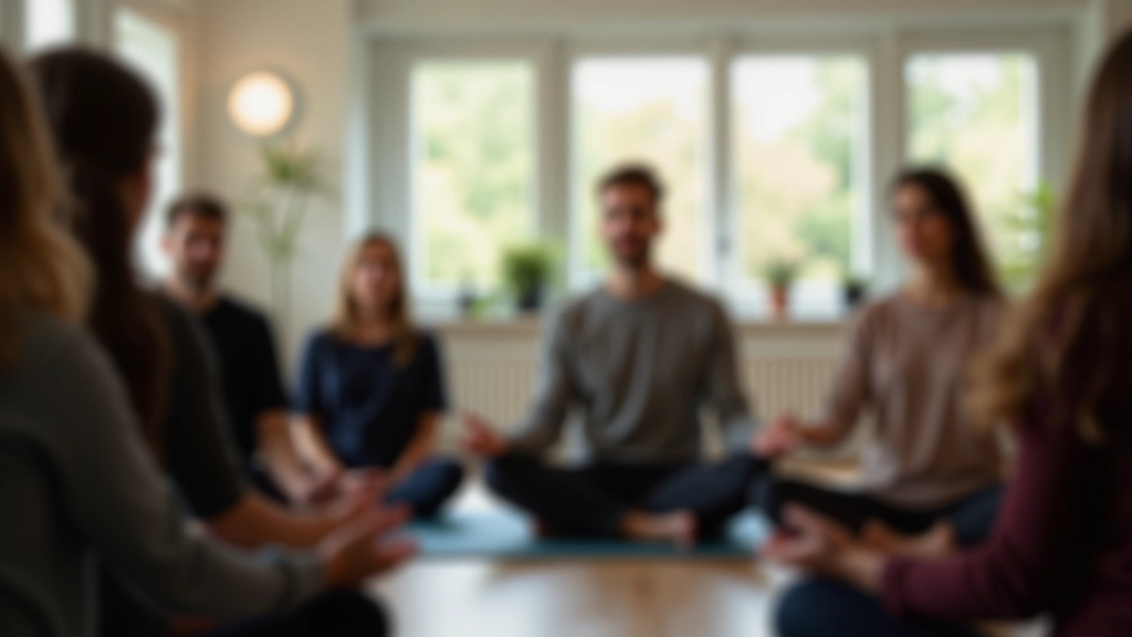 Un animateur de Pause Zen SARL guidant une session de méditation en groupe dans un environnement professionnel